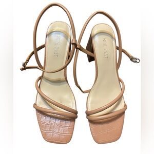 Nine West Nude Strappy Block Heels size 8
